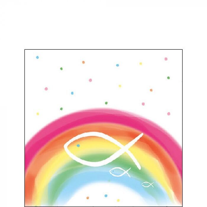 Servietten Kommunion Fisch ca. 33x33cm 3-lagig, Regenbogen, Taufe, Konfirmation - Party als Tischdeko