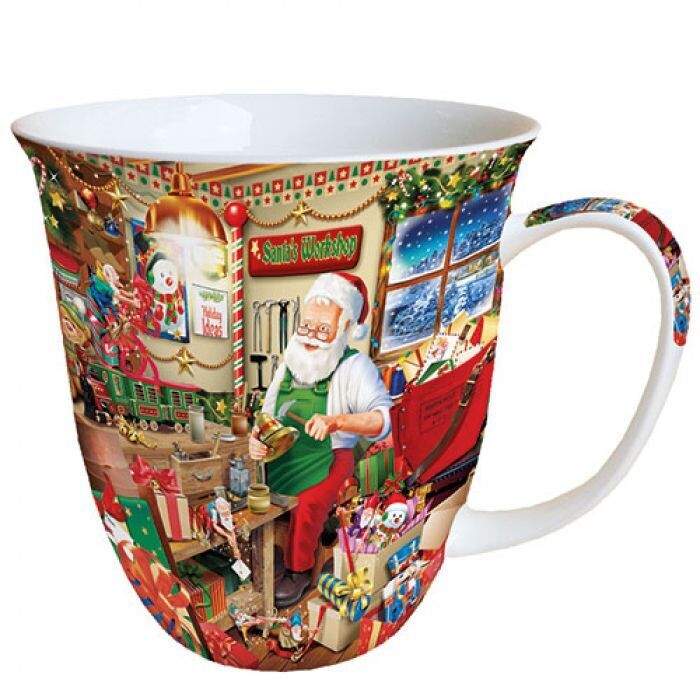 Porzellan Becher ca. 400 ml Santa's Workshop Kafee /  Tee  Tasse
