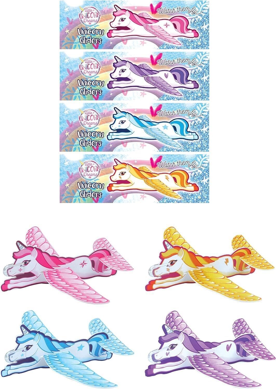 Einhorn-Gleiter Styroporflieger ca. 18 cm (12 Stück ) Party Geschenke, Glückspreise