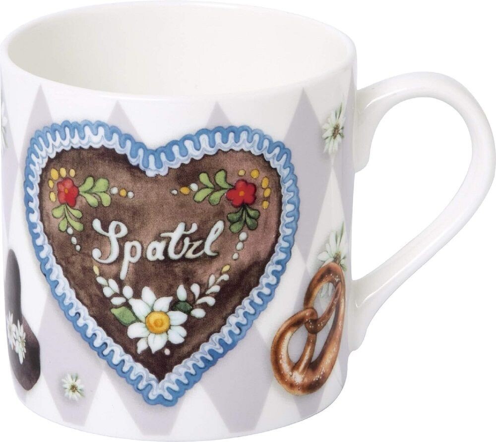 Porzellan  Becher Mug Tasse Tee/Kaffee ca.350 ml - Kaffeebecher Spatzl, Bayern