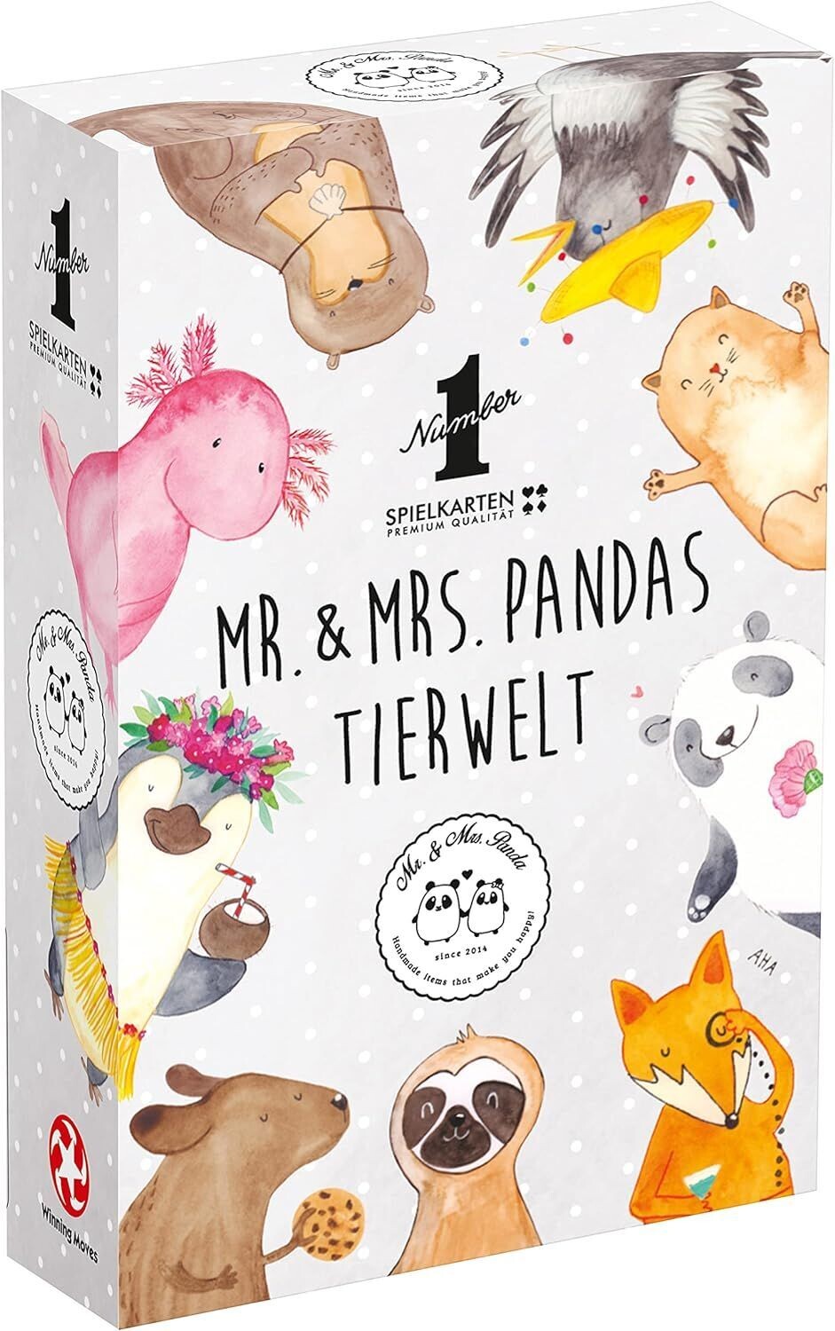 Spielkarten Mr und Mrs Panda Tierwelt, 9 x 6 x 2cm