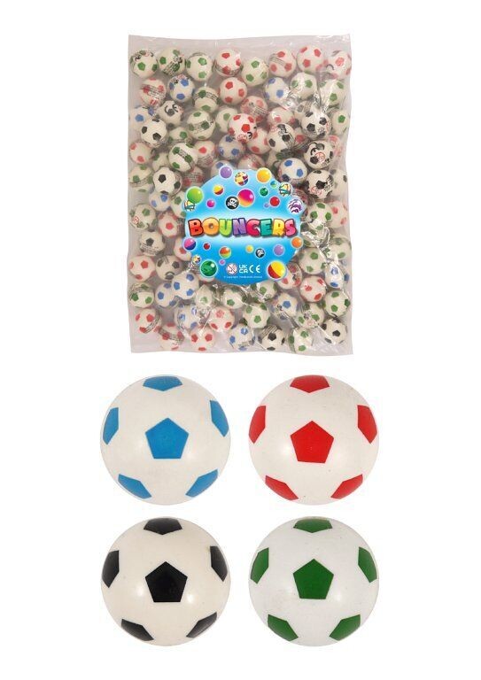 Fußball-Hüpfbälle/Jet-Bälle (3,3 cm), 4 verschiedene Farben (Flummi) 8 Stk
