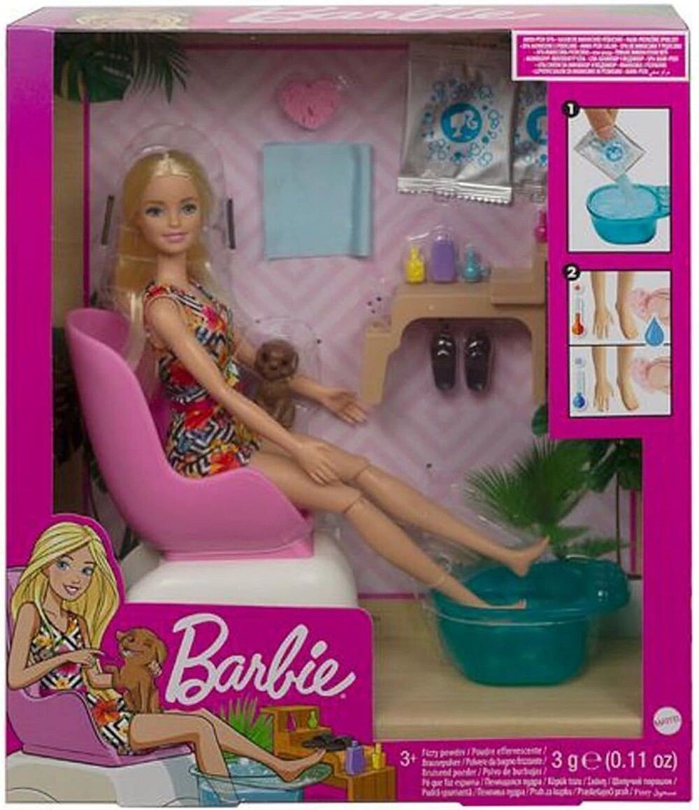 Barbie GHN07 - Maniküre - Pediküre Spielset - Puppe ca. 30 cm