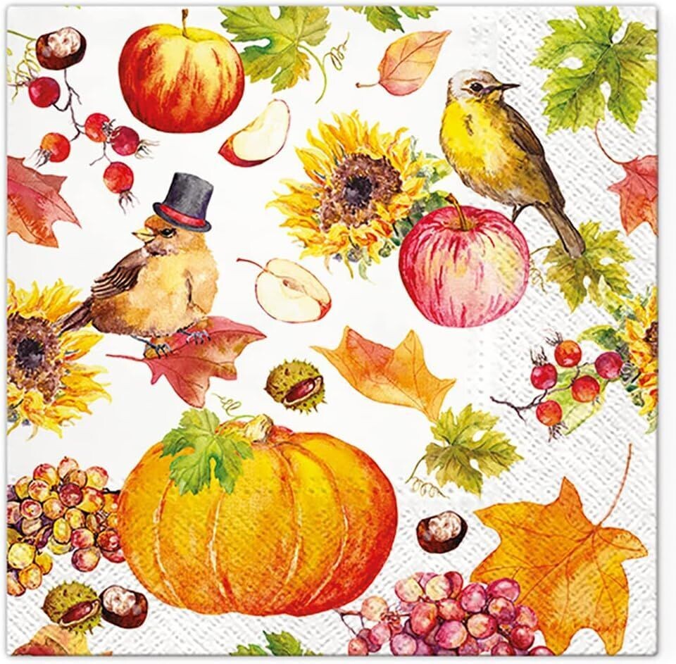 Servietten Herbst,  33x33cm 3-lagig Kürbisland - Pumpkin Land (20 Stück) - Tischdeko