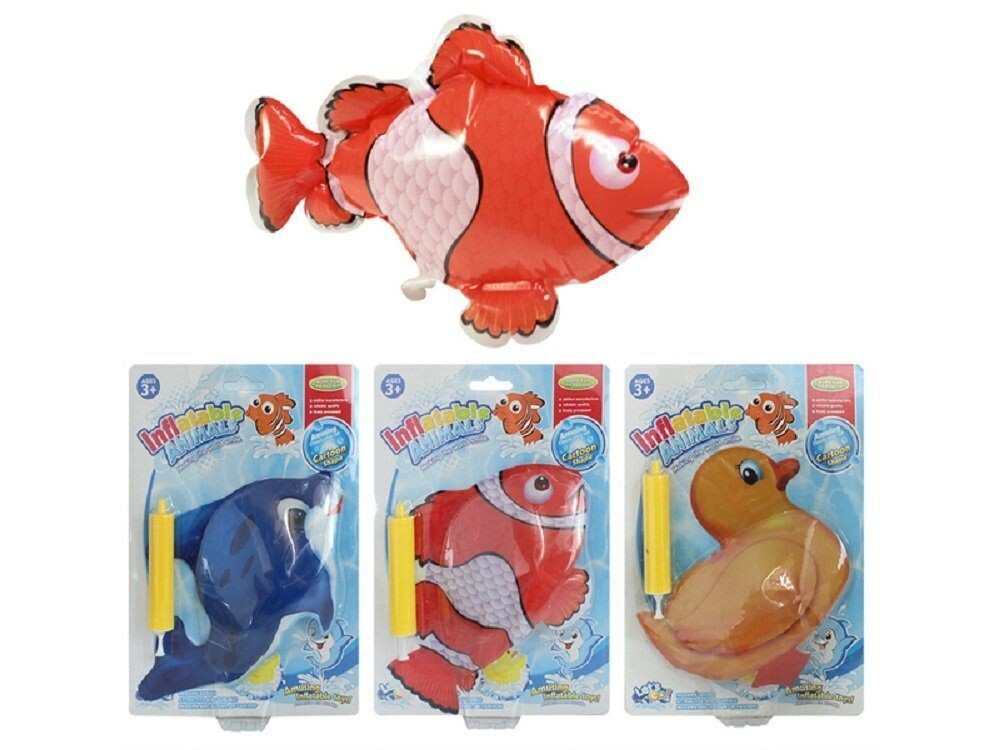 Wasserspielzeug  Ente,Wal und  Clownfisch - Badewannentiere zum Aufblasen mit Pumpe als  Mitgebsel, (3-tlg)