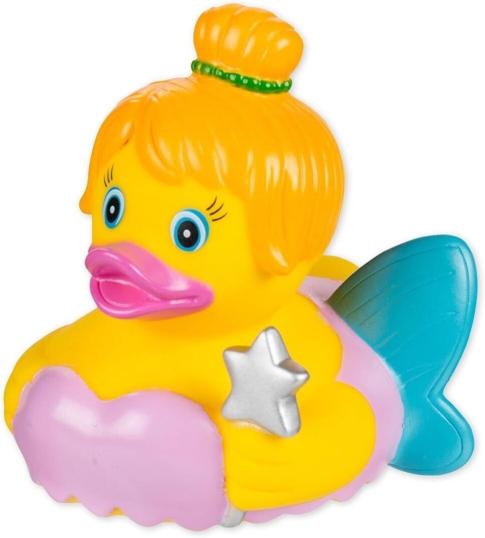 Badeente Fee mit Zauberstab  8,5 x 7,5 cm Gummiente Ente als lustiger Scherzartikel -  Dekorative Accessoires