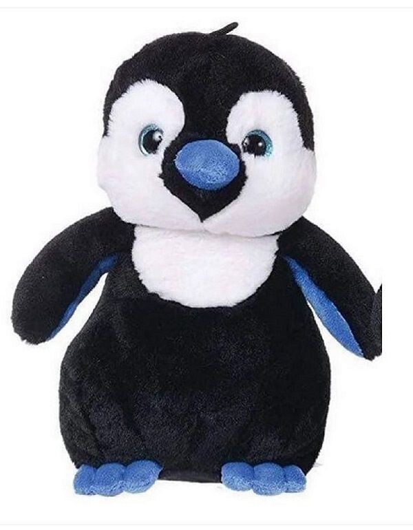 Kuscheliger Stofftier Pinguin aus Plüsch 27 cm mit blauen Glitzeraugen und blauem Schnabel, 1 Stück