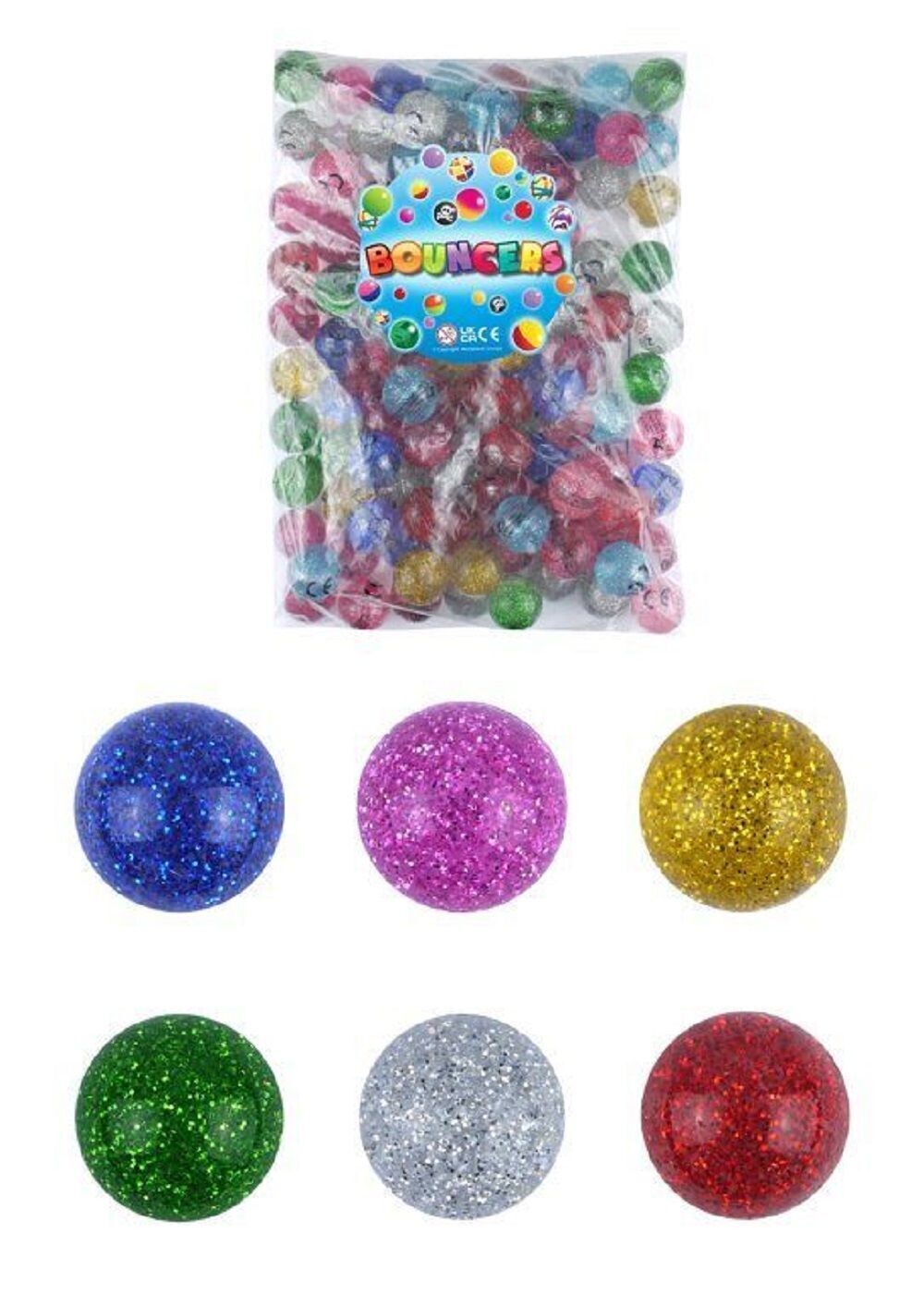 Flummi Glitzer 12 Stück l-Hüpfbälle, Jet-Bälle Gummiball als Mitgebsel - henbrandt T05329