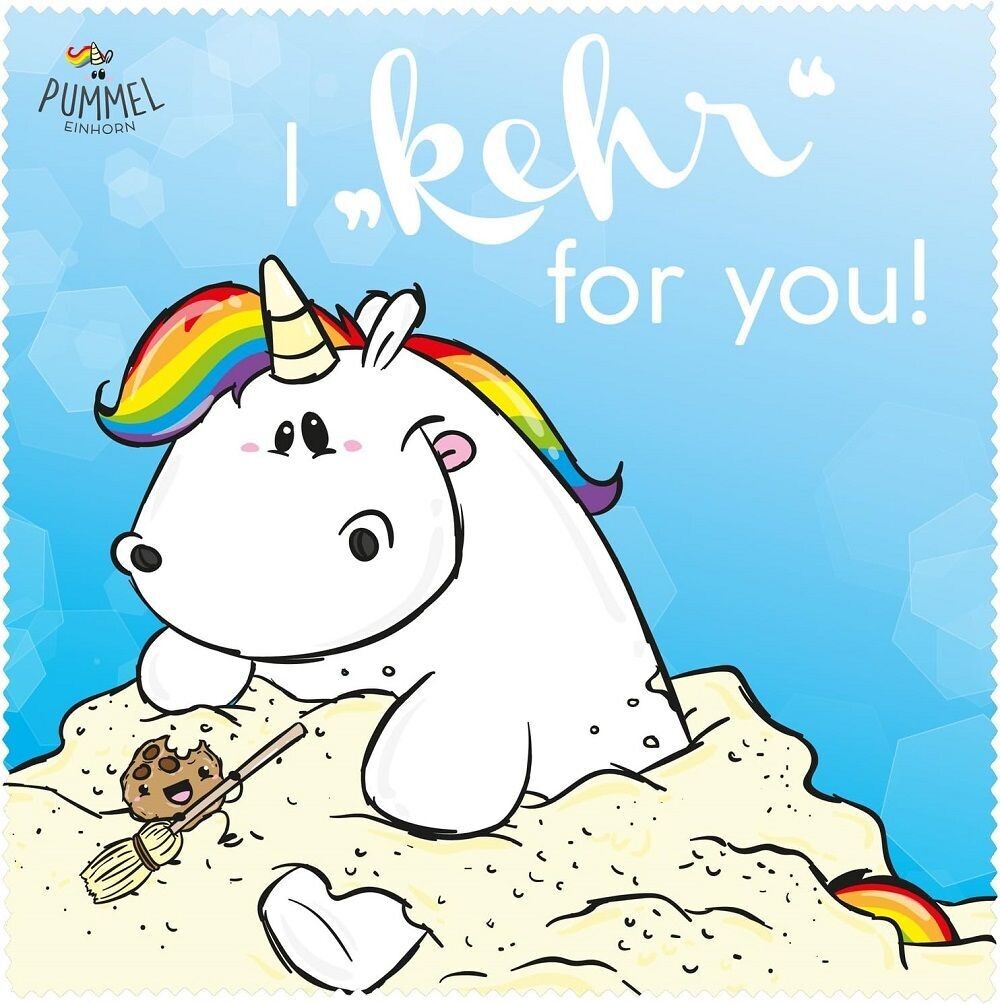 United Labels® Pummeleinhorn Microfasertuch "I kehr for you",Kinder Brillenputztuch (90% Polyester / 10% Nylon)