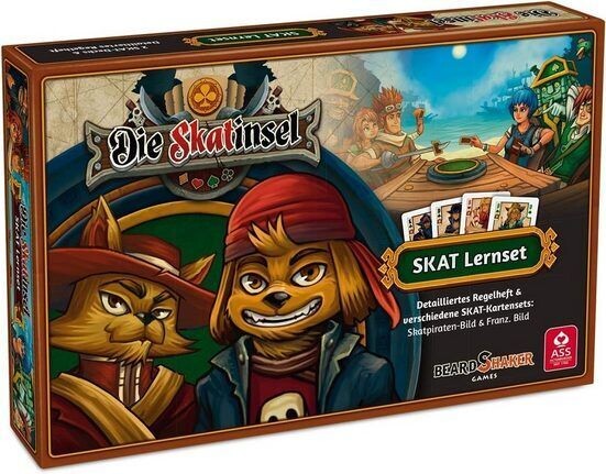 ASS Altenburger Spiel, Die Skatinsel Skat-Kartensets Skatpiraten Spielkarten, Französisches Bild -Detailliertes Regelheft,Abenteuer Buch