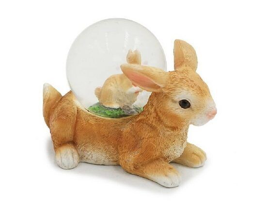 Hase Dekofigur Figuren aus Polyresin Tier mit tierchen in der Glitzerkugel (1 St), Dekokugel Souvenir - Figuren Dekorationsartikel - Geschenkartikel