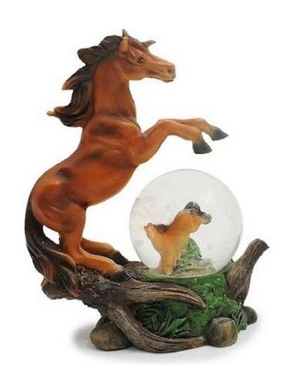 Dekokugel Pferd aus Polyresin mit Pferdchen Glitzerkugel 9x5x11,5cm (1 St), Souvenir Figuren Dekorationsartikel - Geschenkartikel