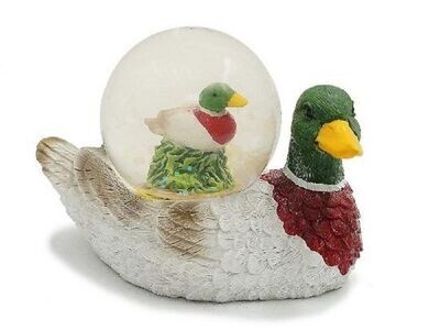 Ente Dekofigur Figuren aus Polyresin Tier mit tierchen in der Glitzerkugel (1 St), Dekokugel Souvenir - Figuren Dekorationsartikel - Geschenkartikel