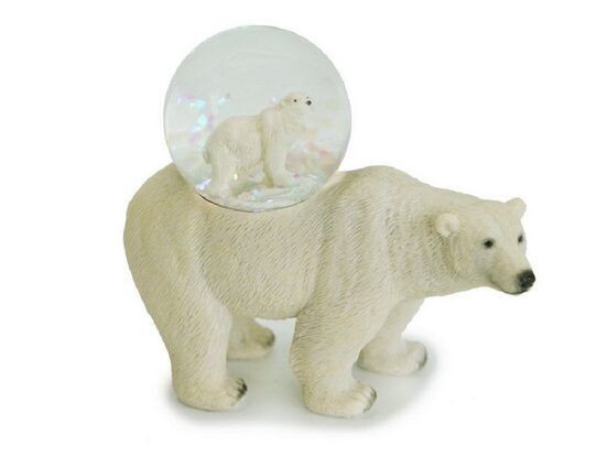 Glitzerkugel Eisbar, Dekofigur, Figuren aus Polyresin Tier mit tierchen  (1 St), Dekokugel, Souvenir, Dekorationsartikel, Geschenkartikel