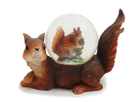 Eichhörnchen Dekofigur Figuren aus Polyresin Tier mit tierchen in der Glitzerkugel (1 St), Dekokugel Souvenir - Figuren Dekorationsartikel - Geschenkartikel