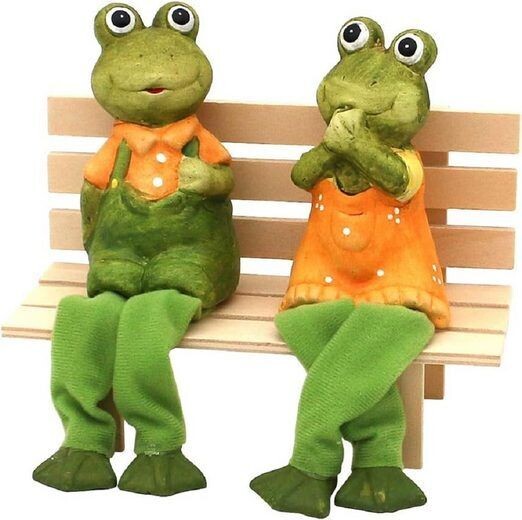 Dekofigur Kantensitzer Paar / Kantenhocker Frosch /Dekobank (3 St), Souvenir - Figuren Dekorationsartikel - Geschenkartikel