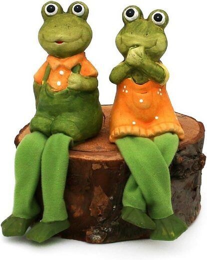 Dekofigur Kantensitzer Paar  Frosch  (2-Teilig), Souvenir - Figuren Dekorationsartikel - Geschenkartikel