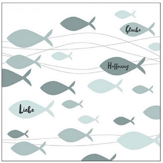 Serviette Glaube fisch green FSC Mix Napkin, (20 St), Decoupage - Serviettentechnik geeignet