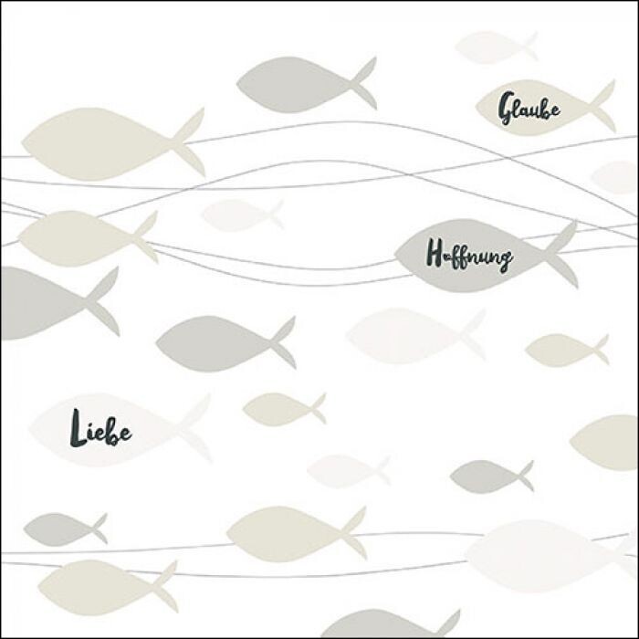 Servietten ca 33x33cm 3-lagig, Kommunionfische, Creme, FSC Mix - Communion fishes cream - Party als Tischdeko - Decoupage - Serviettentechnik Servietten ca 33x33cm 3-lagig, Kommunionfische, Creme, FSC Mix - Communion fishes cream - Party als Tischdeko - Decoupage - Serviettentechnik