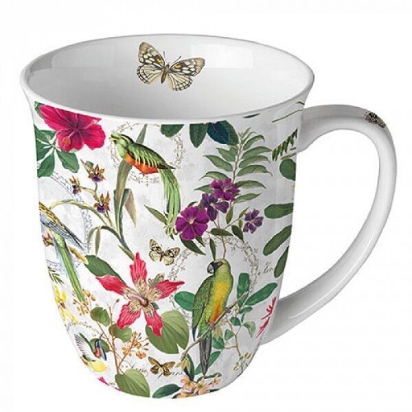 Ambiente Tropischer Dschungel Becher Porzellan - Mug Tropical jungle Kollektion, Tasse - Tee/Kaffee - Ideal Als Geschenk