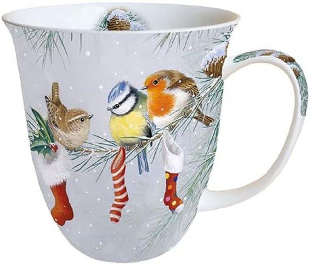Ambiente  Becher Porzellan Vögel - Mug Birds Kollektion, Tasse - Tee/Kaffee - Ideal Als Geschenk
