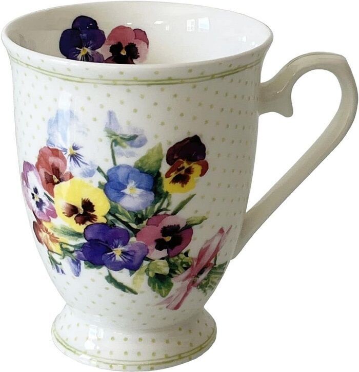 Ambiente Becher   Blumen Veilchen Porzellan - Mug Violets Kollektion, Tasse - Tee/Kaffee - Ideal Als Geschenk