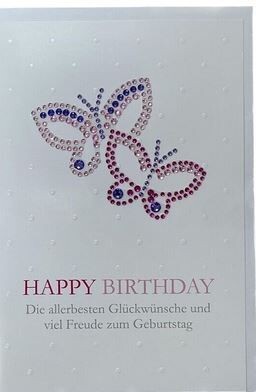 Glitzer Schmetterling- Glückwunschkarte - Grußkarten - hochwertig Karte mit Umschlag - Home Fashion