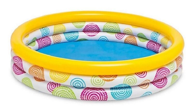 Intex Pool Kinder Becken 3-Ring-Pool - Wild Geometry ,  aufblasbares Kinder-Planschbecken - Outdoor Badespielzeug