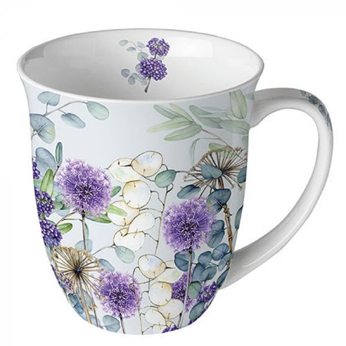 Ambiente Porzellan Becher Mug Kollektion Lunaria - Mug Blumen Tee/Kaffee Tasse, Sommmer/Frühling Motive