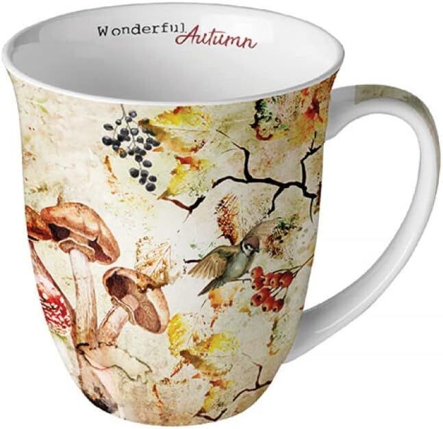 Ambiente Becher Porzellan Pilze - Herbst Kollektion, Tasse - Tee/Kaffee - Ideal Als Geschenk