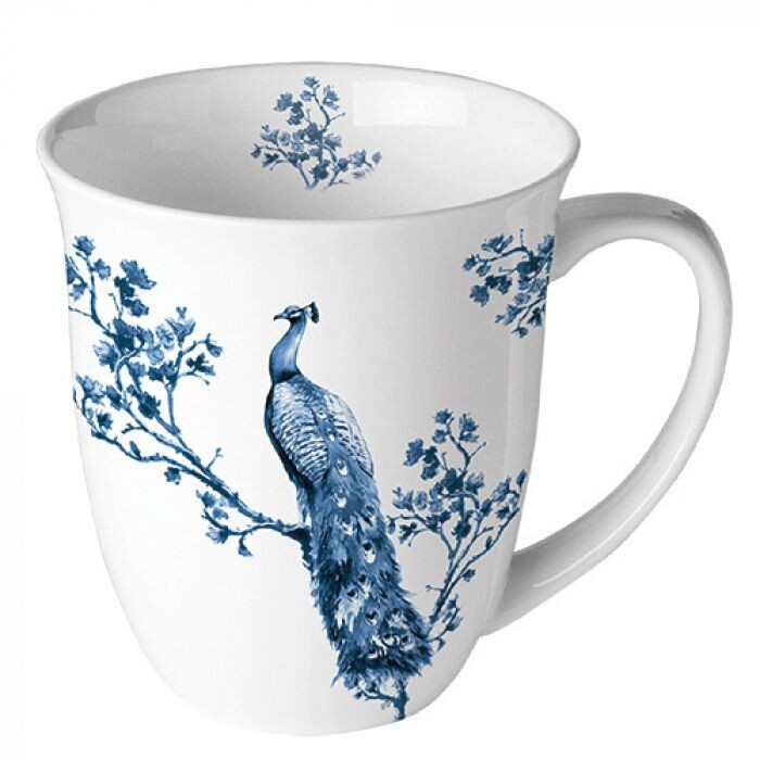 Ambiente Porzellan Pfau Becher Mug Royal peacock - Frühling - Sommer Kollektion / Ostern Tasse Motiv - Geschenkartikel