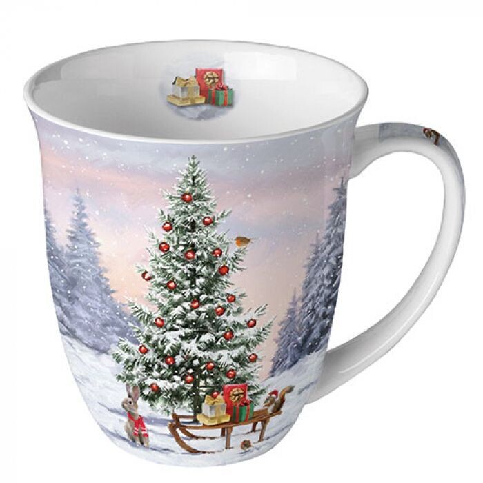 Ambiente  Becher Porzellan Mug Kollektion Planzen, Tiere - Herbst / Winter Schnee Tee/Kaffee Tasse
