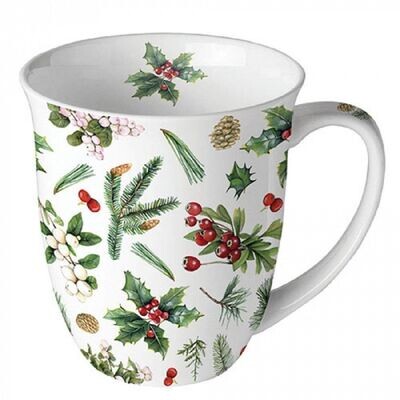 Ambiente Porzellan, Becher, Weihnachtsbecher- Silvester - Herbst / Winter Tee - Kaffee Tasse, Porzellan Evergreen, Kollektion Mug Weihnachten Geschenkartikel Ambiente Porzellan, Becher, Weihnachtsbecher- Silvester - Herbst / Winter Tee - Kaffee Tasse, Porzellan Evergreen, Kollektion Mug Weihnachten Geschenkartikel