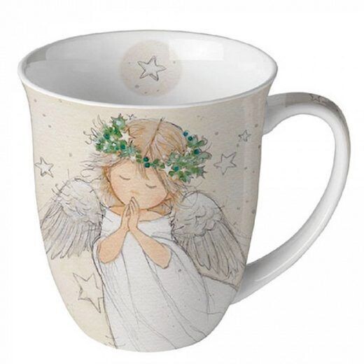 Ambiente Luxury Paper Products Becher Weihnachtsbecher- Silvester - Herbst / Winter Tee - Kaffee Tasse, Porzellan Betender Engel, Kollektion Mug Weihnachten Geschenkartikel