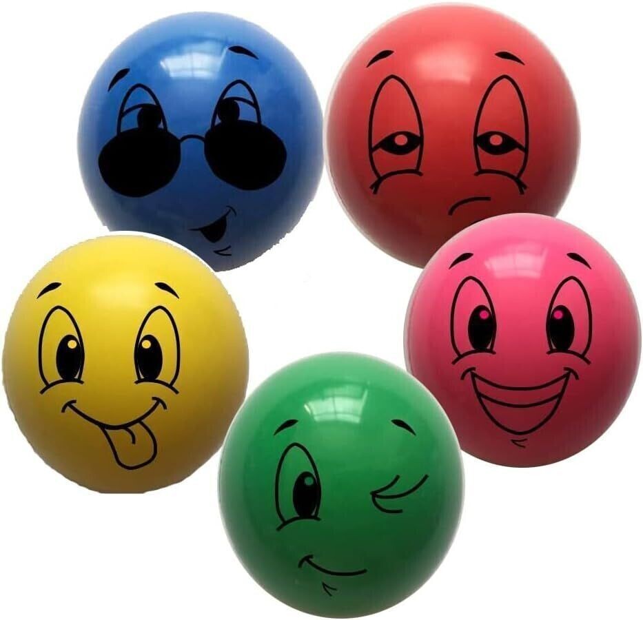 Bunte Flummis Dopsball Lachgesicht 43mm Gummiball Hüpfball Springball Flummi Tombola Mitgebsel Party 4 Stück