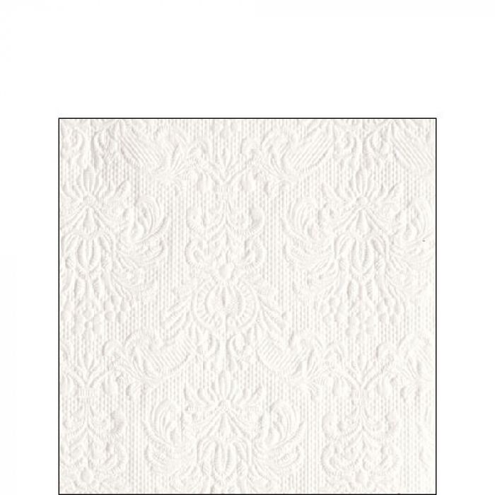 15 Stück Cocktail Servietten geprägt  ca.  25x25cm  - Eleganz Weiß- geprägt - 25x25cm - Elegance White