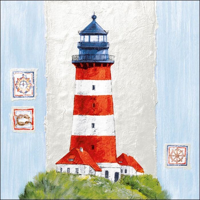 20 Stück  Servietten Leuchtturm, 33 x 33 cm Ambiente , 3-lagig  Coast  Motivservietten