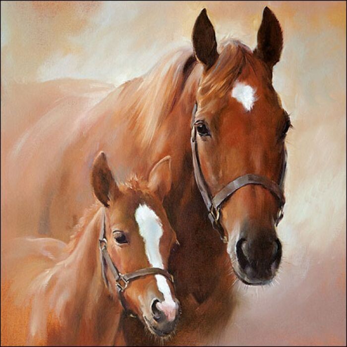 Ambiente , Pferd Fohlen Horse Foal Bauernhof Horse with foal FSC Mix ca. 33cmx33cm , 1 Packung