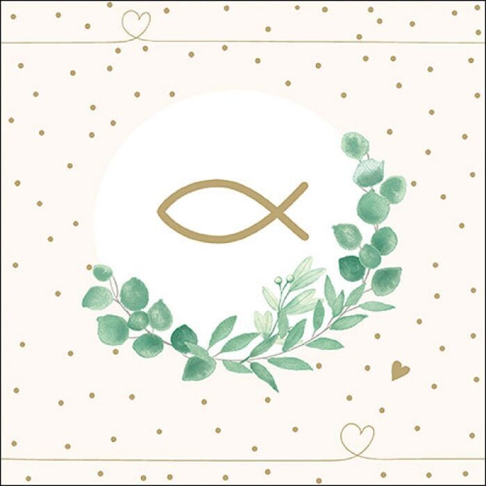 Communion branch white FSC Mix, 20 Stück Papierservietten, 3-lagig ca. 33cm / Tischdeko / Kommunion  / Konfirmation
