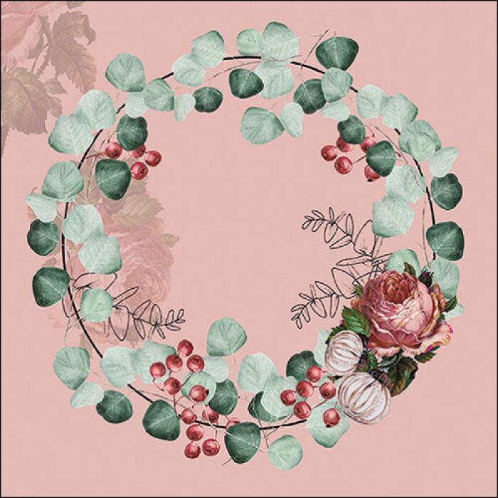 Wreath of eucalyptus terracotta FSC Mix, 20 Stück Papierservietten, 3-lagig ca. 33cm