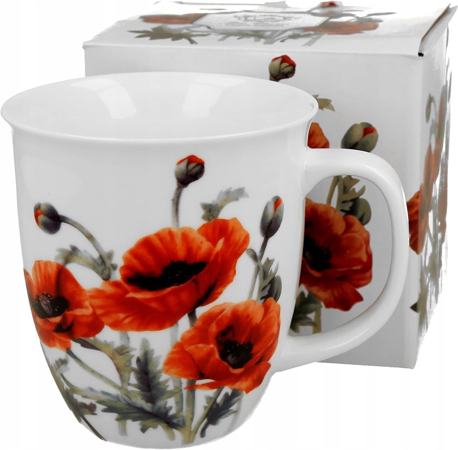 DUO FLORAL Becher 650 ml CLASSIC POPPIES New Bone China Porzellan
