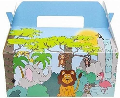 Geschenkbox Dschungel 1 Stück - LG Designs -  KINDERMENÜ BOX JUNGLE,FOODSAFE ca  22.5CMX12CMX9.5CM