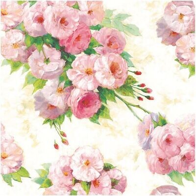 20 Stück Papierservietten 33x33cm, 3-lagig Arianna Cream Wildrosen Beige Rosa 20 Stück Papierservietten 33x33cm, 3-lagig Arianna Cream Wildrosen Beige Rosa