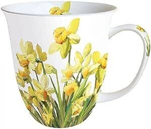 Ambiente Porzellan Becher Mug Daffodils Kollektion -  Tasse 0,4 L Goldene Narzissen