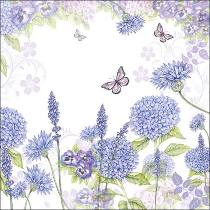 Lila Wildblumen - Purple wildflowers FSC Mix,  20 Stück Papierservietten, 3-lagig ca. 33cm
