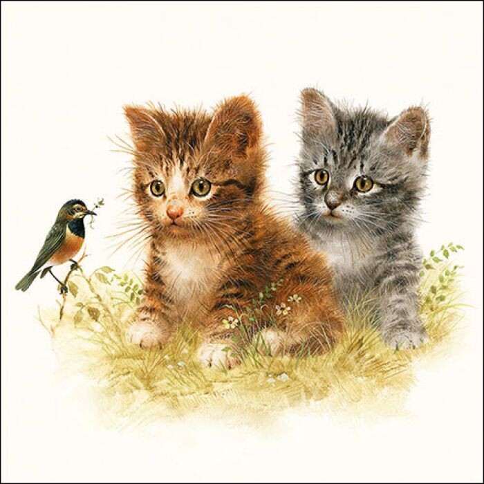 Servietten Katzen als Tischdeko / Kitten friend FSC Mix,  20 Stück Papierservietten, 3-lagig ca. 33cm