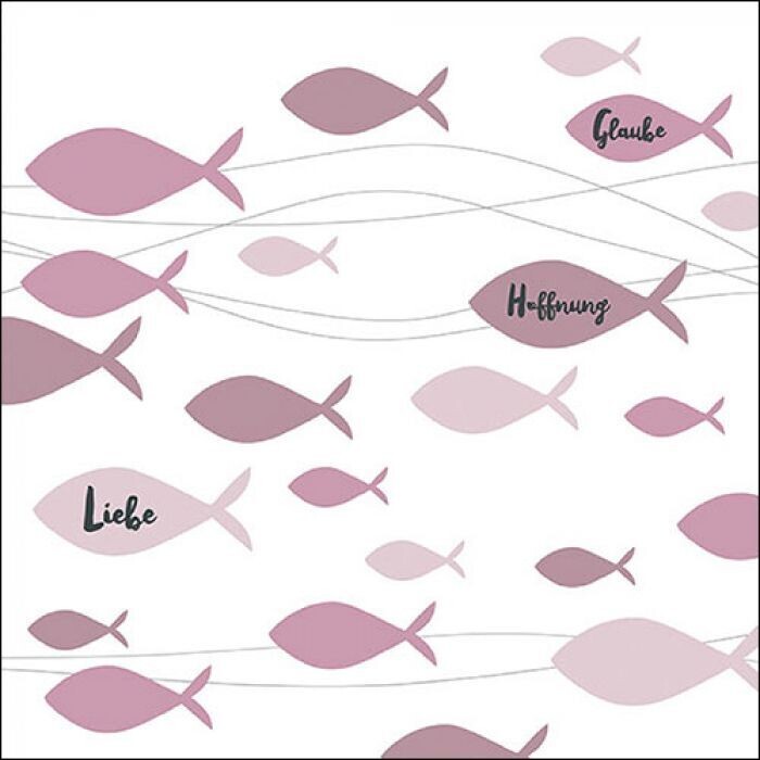 Communion fishes bordeaux FSC Mix,  20 Stück Papierservietten, 3-lagig ca. 33cm