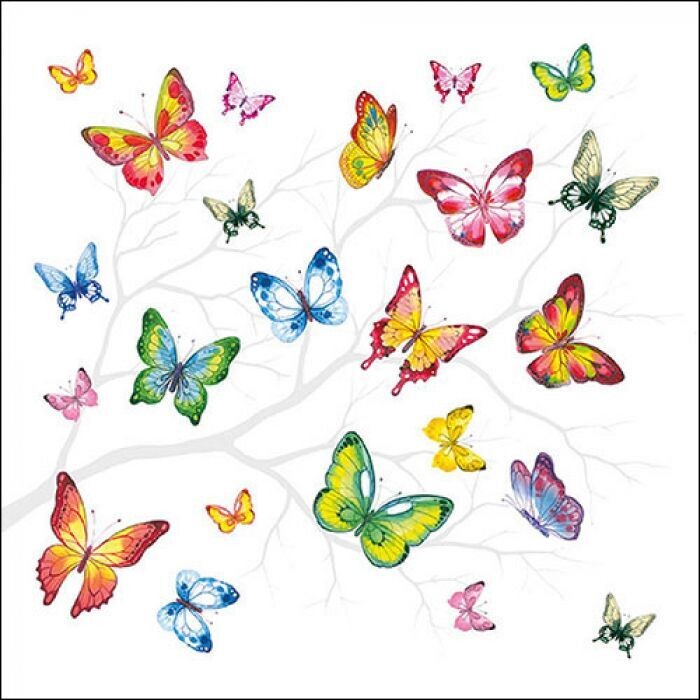 Colourful butterflies FSC Mix, 20 Stück Papierservietten, 3-lagig ca. 33cm