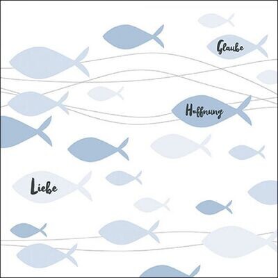Communion fishes blue FSC Mix, 20 Stück Papierservietten, 3-lagig ca. 33cm Communion fishes blue FSC Mix, 20 Stück Papierservietten, 3-lagig ca. 33cm