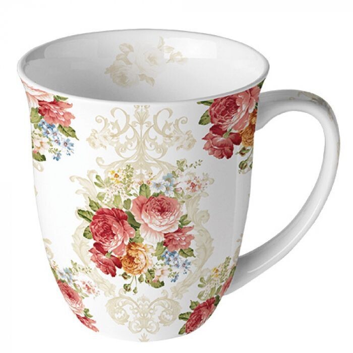 Ambiente Becher, Porzellan,  Blumen, Pflanzen, Mug Kollektion, Sara , Tasse -Tee/Kaffee - Ideal Als Geschenk, 1 Stück -
